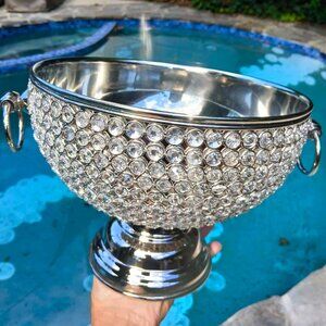 Cynthia Rowley Glass Rhinestone Crystallized Bling Champagne Ice Bucket
